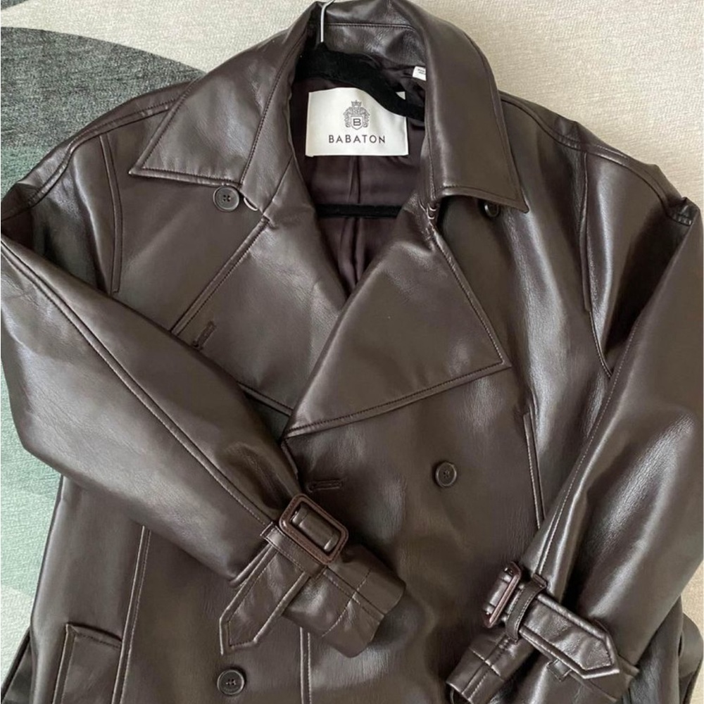 Babaton vegan leather trench coat